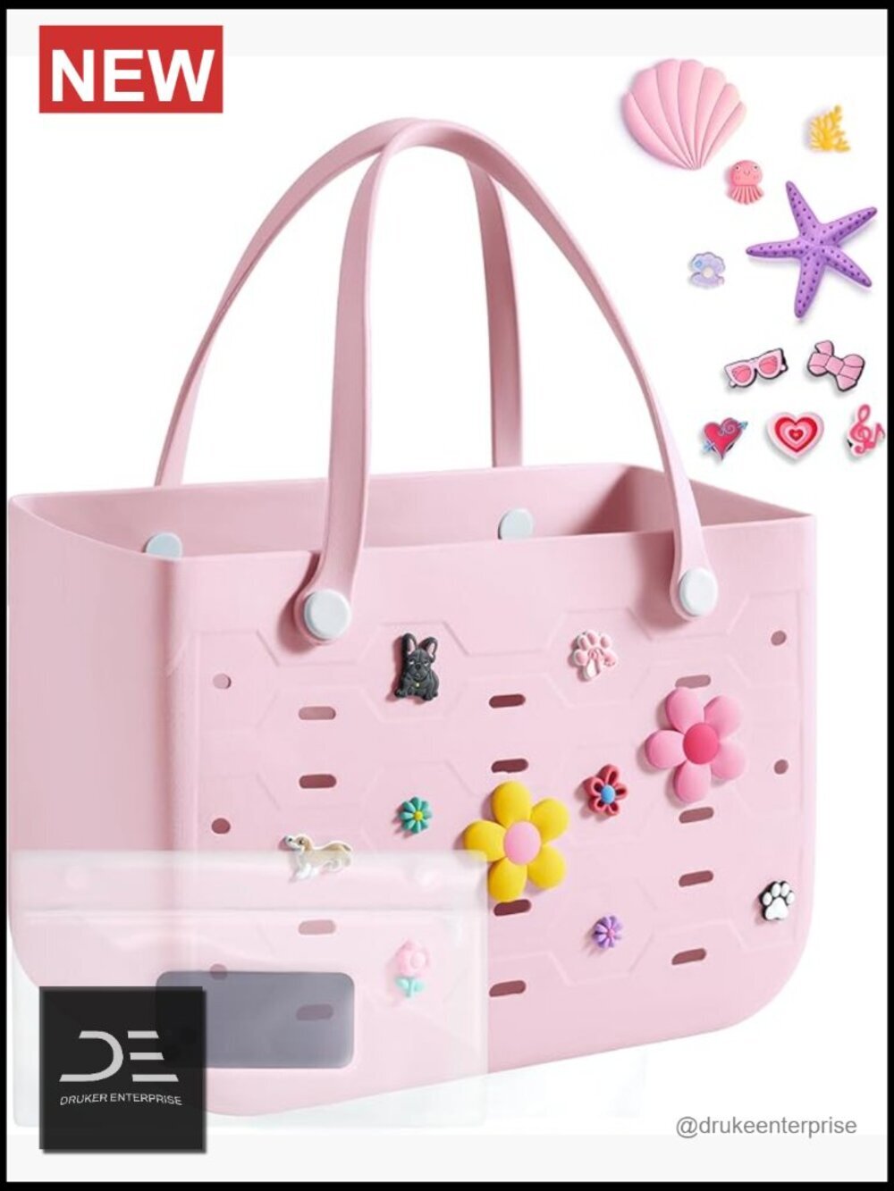Water-resistant Rubber Tote Bag, Sandproof Beach Bag for Women